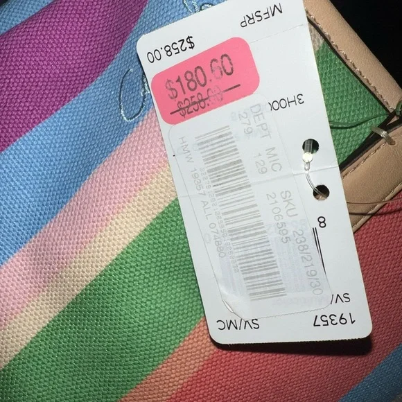 Coach striped canvas and leather shoulder bag - Picture 3 of 6